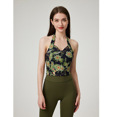 Romantic Color Stripped Bare-Fit Sports Bra for Women Yoga Fitness Camisole Spring Innerwear Exercise Bra with Padded Cup Top Wear