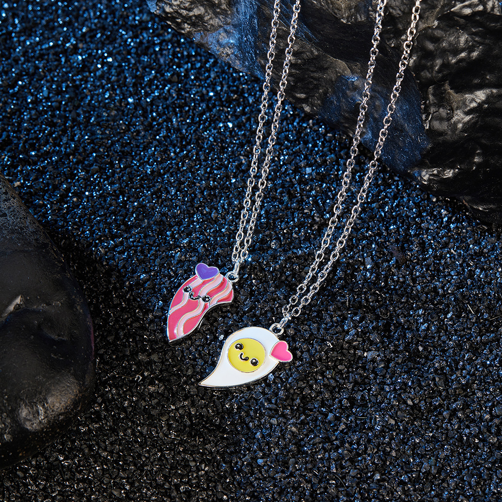 Enamel Design Cute Letter Heart Shape Flower Alloy Cable Chain Pendant Necklaces Wholesale
