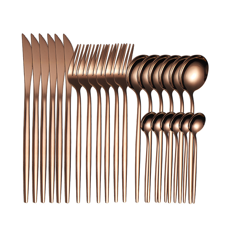 Cross-border Amazon thin Portuguese stainless steel knife fork spoon 24-piece set tableware steak Western knife fork spoon set