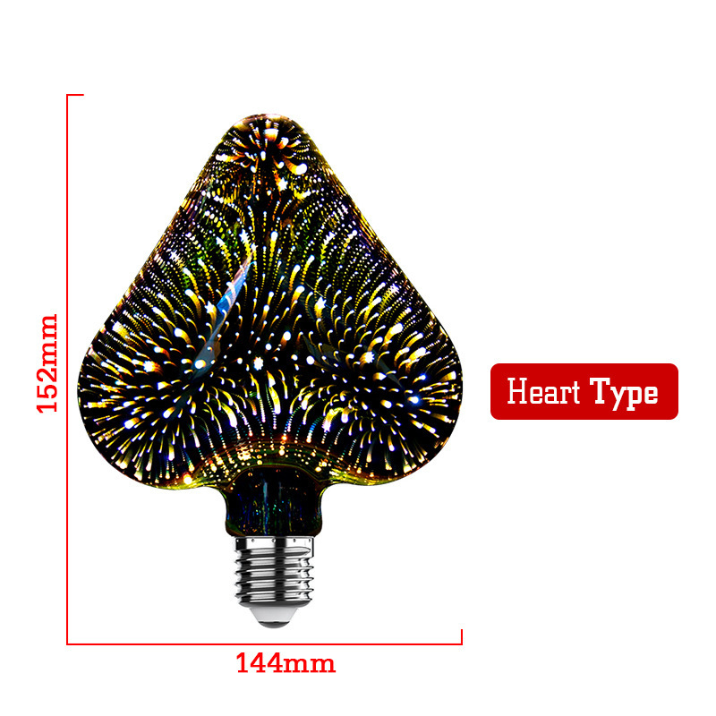 ラブ 3D 花火電球エジソン LED 立体的なホリデー雰囲気装飾カラフルなバブルライトガラス電球クロスボーダー|undefined
