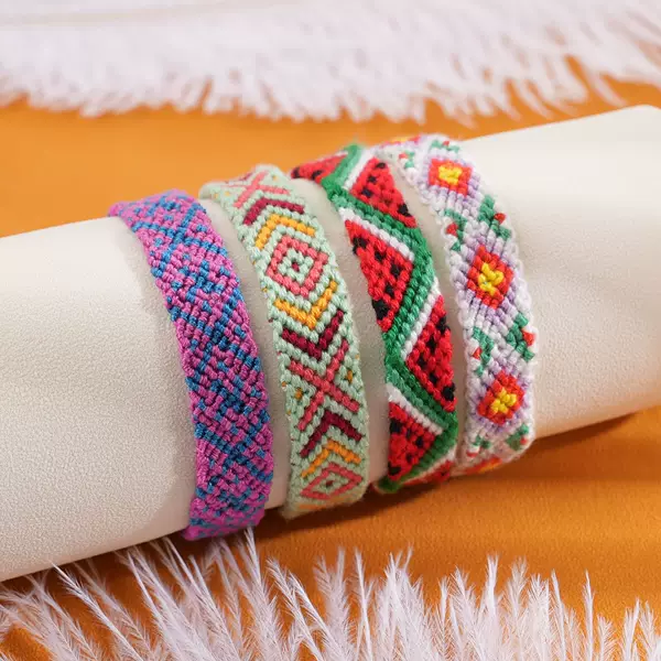 Cross-border Amazon hot Xizang hand rope watermelon geometric pattern hand-woven Xizang bracelet women custom wholesale