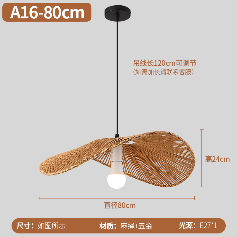 Lámparas transfronterizas de Zhongshan, tejido de cuerda de cáñamo hecho a mano, salón de té creativo retro, restaurante, dormitorio, candelabro