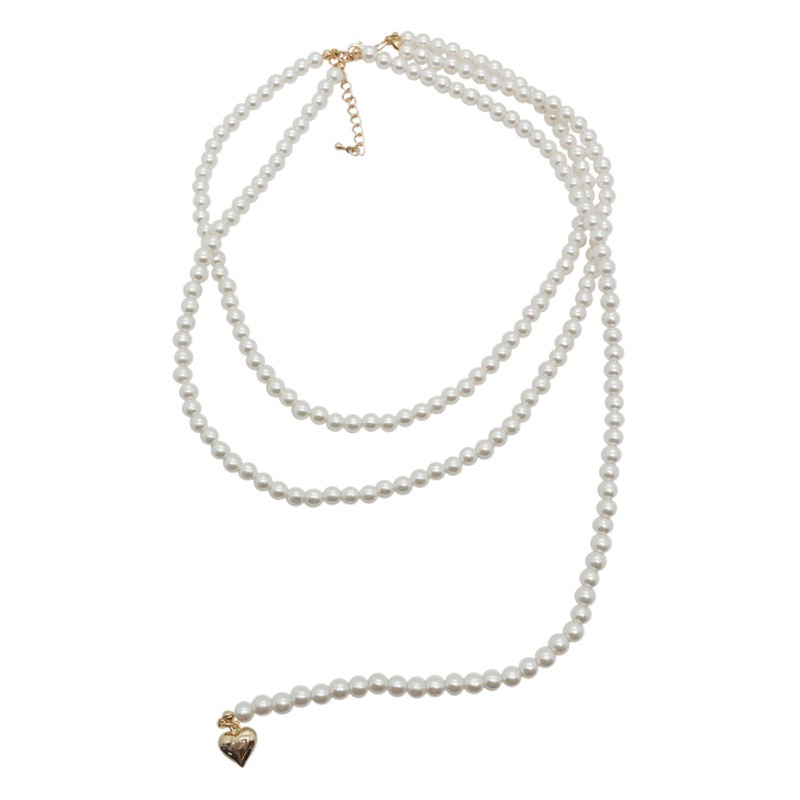 Francés retro amor perla multi-capa collar hip hop personalidad moda clavícula cadena diseño sentido alto grado nicho collar