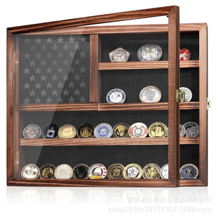 Wholesale Wooden Badge Storage Rack Wall Hanging Wooden Challenge Coin Display Stand Coin Memorial Medal Box