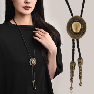 Factory direct western cowboy polo tie European and American leisure style autumn and winter fashion collar rope long necklace women