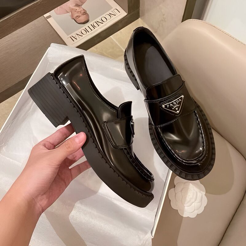 Genuine Leather Triangle Loafers Women's New Spring 2024 Slip-on British Style Retro Thick-soled Small Leather Shoes Genuine Leather Triangle Loafers Women's New Spring 2024 Slip-on British Style Retro Thick-soled Small Leather Shoes