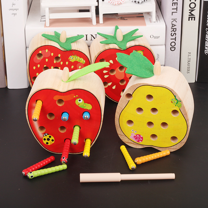 Magnetic Insect-Catching Game Early Education Toy for 1/2/3-Year-Olds, Hand-Eye Coordination Insect-Eating Apple-Strawberry Suction Insect Tabletop Game Magnetic Insect-Catching Game Early Education Toy for 1/2/3-Year-Olds, Hand-Eye Coordination Insect-Eating Apple-Strawberry Suction Insect Tabletop Game