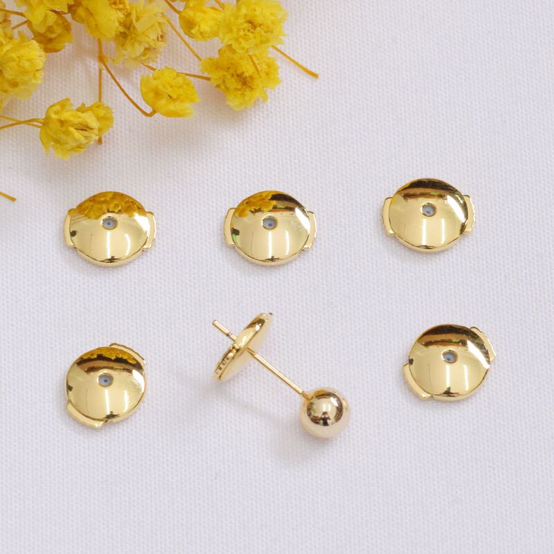 Color-preserving 18K gold-wrapped large disc flying saucer ear plug ear pressure brass inlaid silicone high-grade ear stud plug accessories