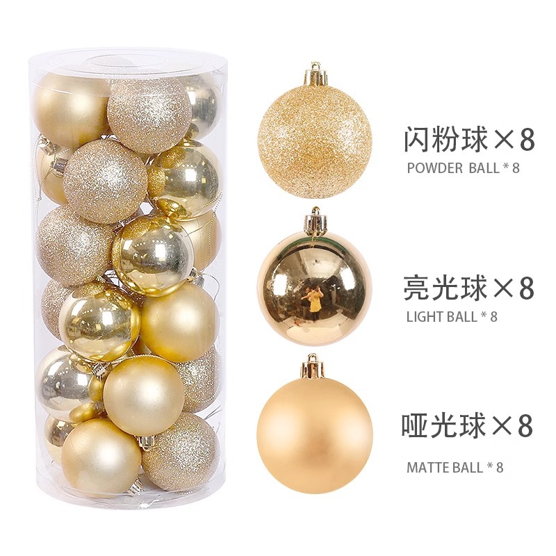 Fabricantes transfronterizos de Navidad nueva bola de plástico galvanizado 3 / 5 / 6 / 8cm colgante de árbol de Navidad decoración colgante de bola de Navidad