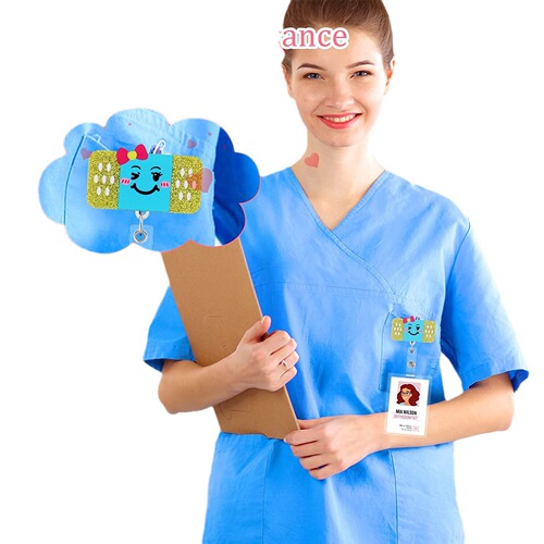 Amazon best-selling cross-border medical pattern acrylic badge clip with retractable pull-out fastener