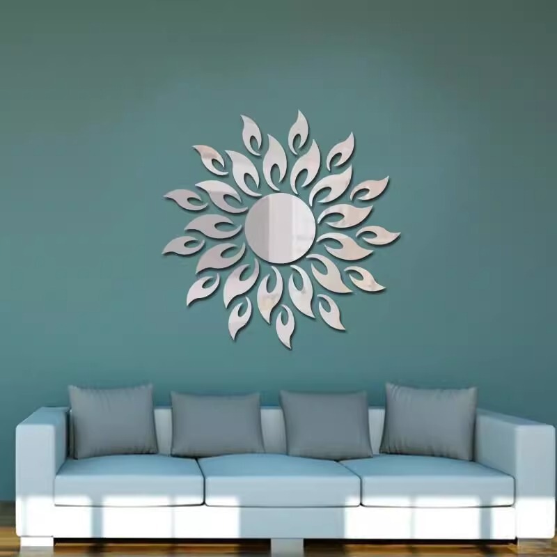 Cross-border DIY acrylic mirror creative sunflower decoration self-adhesive mirror decoration background wall stickers
