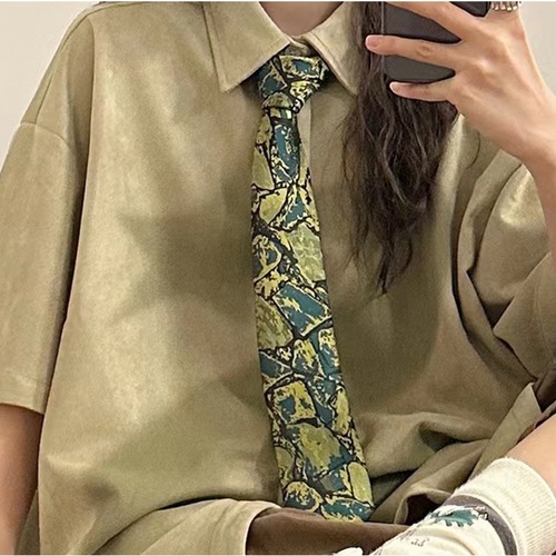 Coffee Striped Retro Color Block Handmade Vintage Casual Versatile Brown Photography Uniform Student