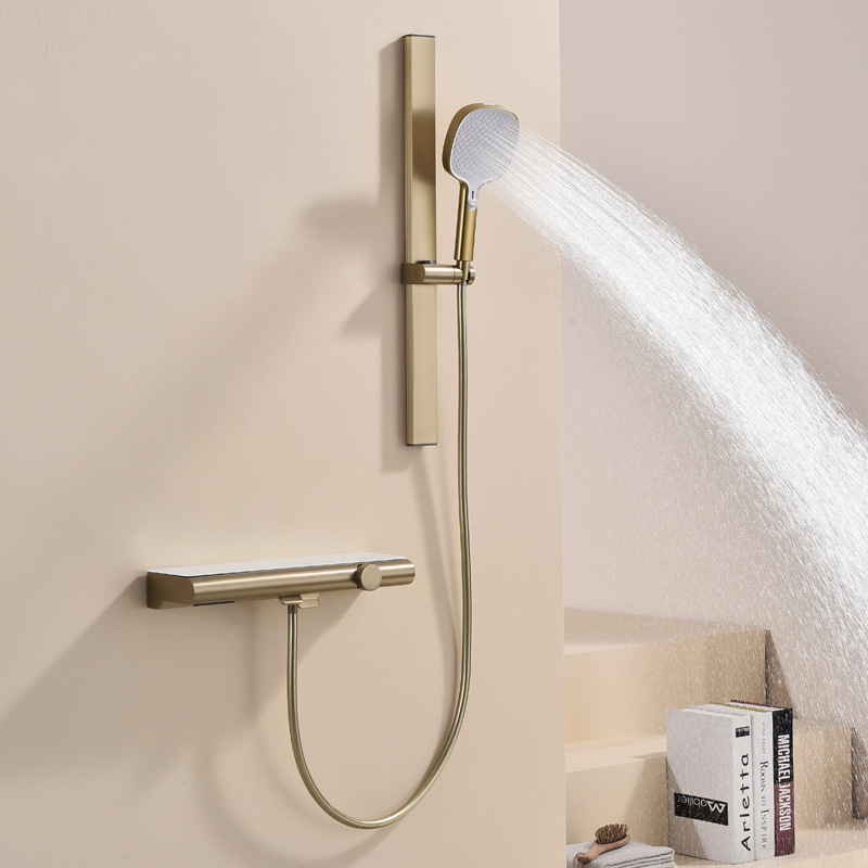 Household Bathroom Hot and Cold Button Storage Table All-Copper Liftable Multi-Functional Rain Shower Set Lm2536