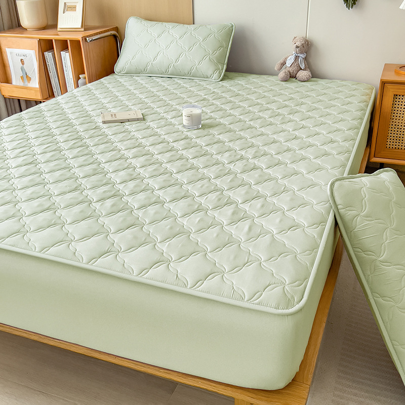 Nuevo tipo de cama cubierta de protección de colchón cuatro estaciones de algodón intercalado engrosado universal todo incluido no desplazamiento cubierta de sopa