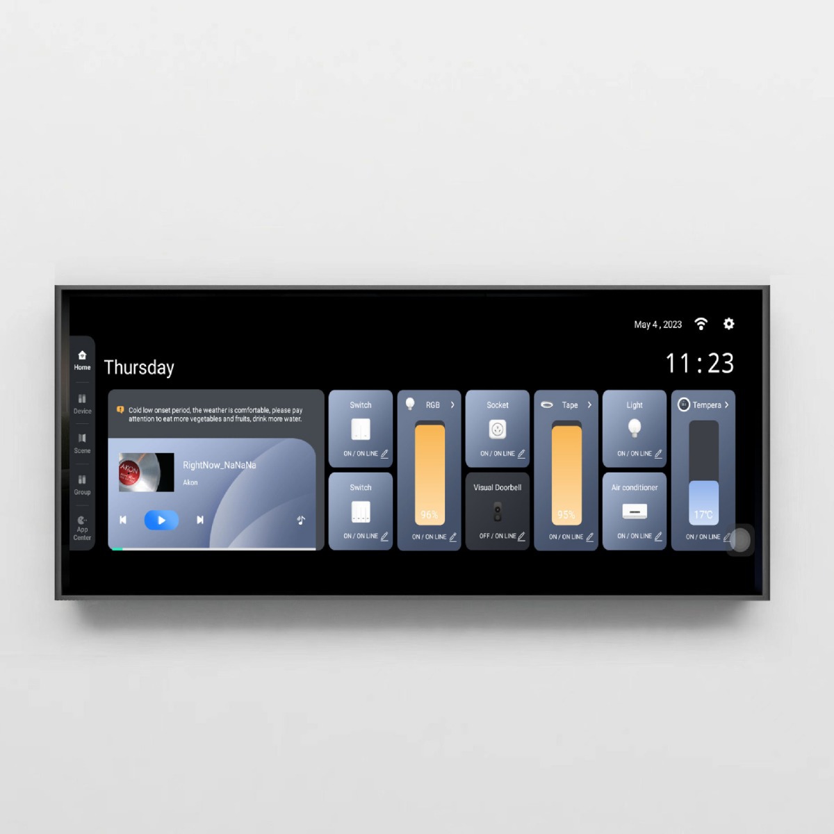 涂鸦智能中控屏12.3寸声控智能家居系统网关智能面板背景音乐主机