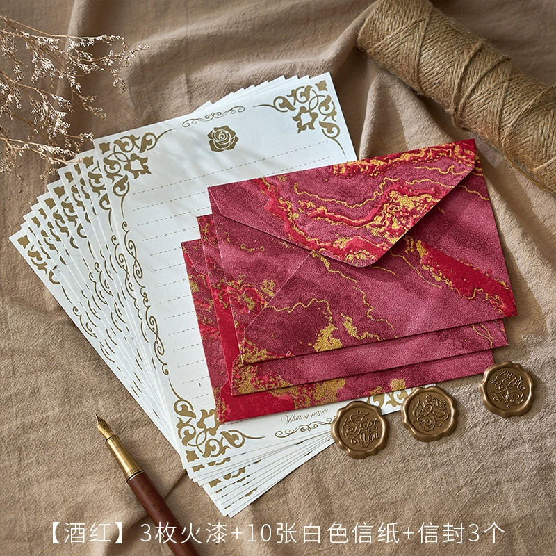 suite retro relief national wind cowhide special paper invitations postcards fire lacquer seal
