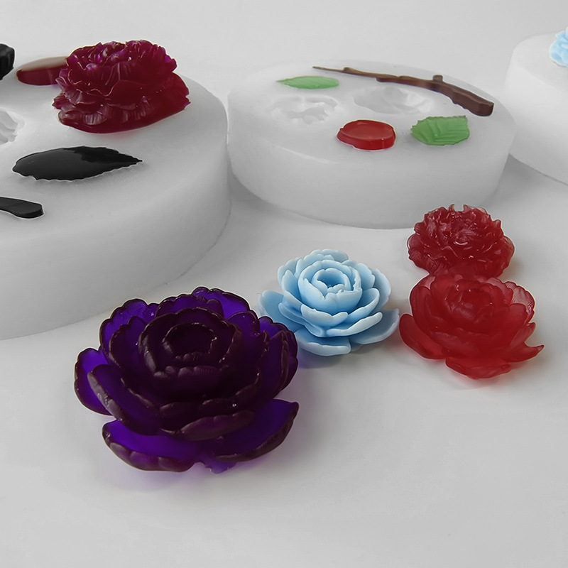 Jiahui belleza hoja Rosa epoxi molde mini flor casera resina epoxi herramienta DIY yeso