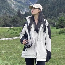 户外冲锋衣三合一女士防风防水情侣款单层薄款登山服外套男款批发