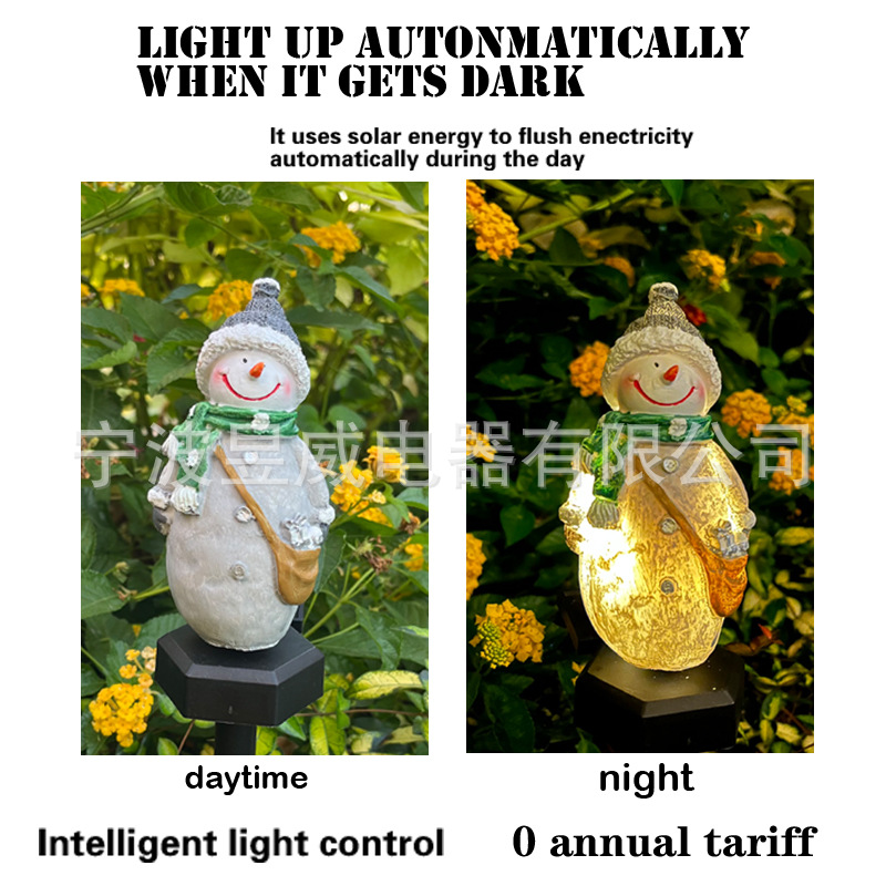 Nuevo solar Navidad muñeco de nieve enano resina césped jardín lámpara vacaciones jardín paisaje atmósfera lámpara