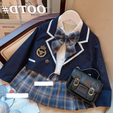 女童学院风套装春装女孩JK制服2025新款中大童西装幼儿园服百褶裙