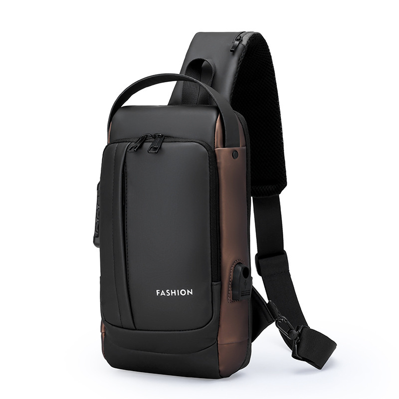 Cross-border chest bag, foreign trade password lock anti-theft motorcycle bag for men, casual sports waterproof small backpack, single shoulder crossbody bag