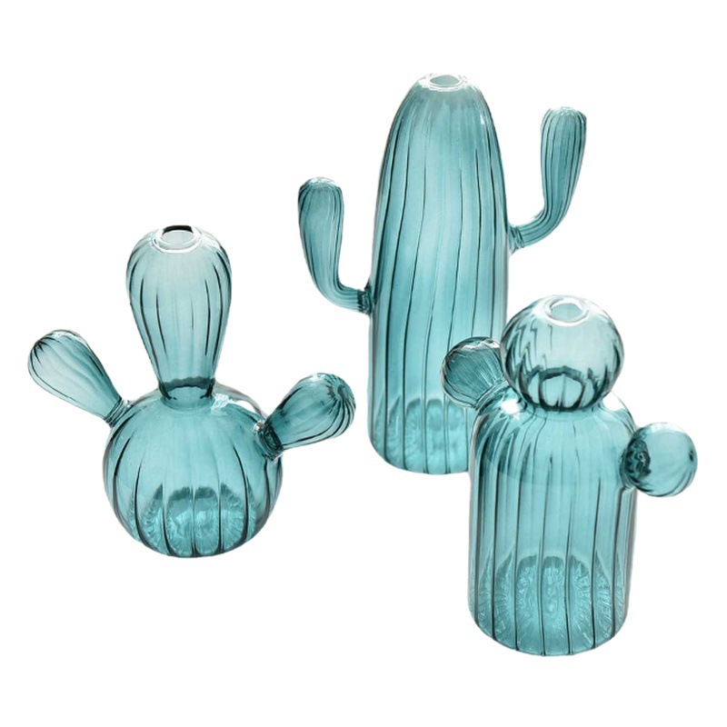 Florero de cristal colorido creativo ins decoración de escritorio florero de cactus personalizado hidropónico flor dispositivo aromaterapia botella Decoración
