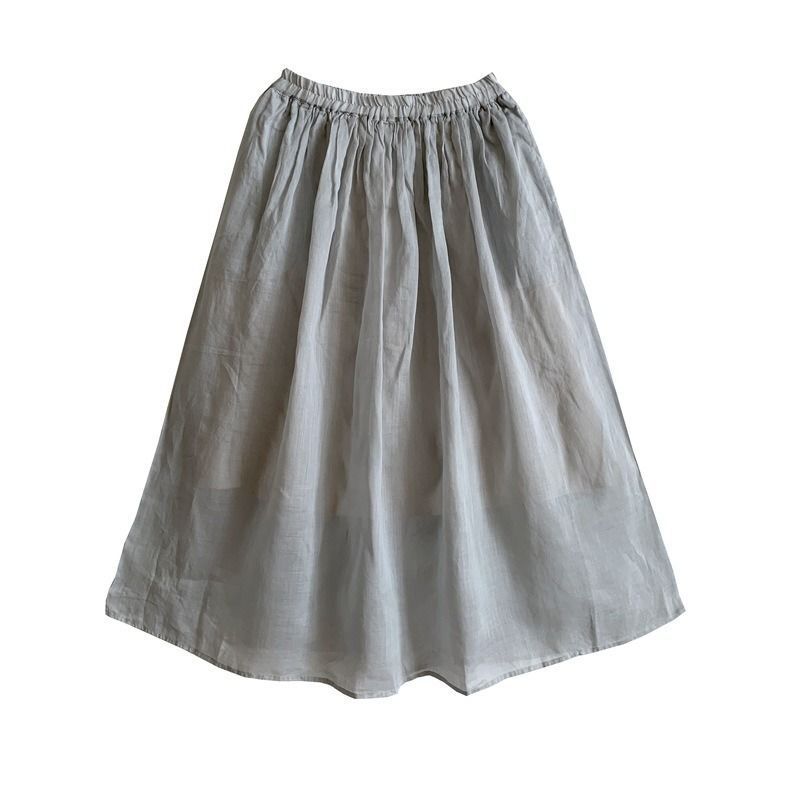Gonna hanfu donna stile retro media lunghezza cotone lino fluida_voghion.com