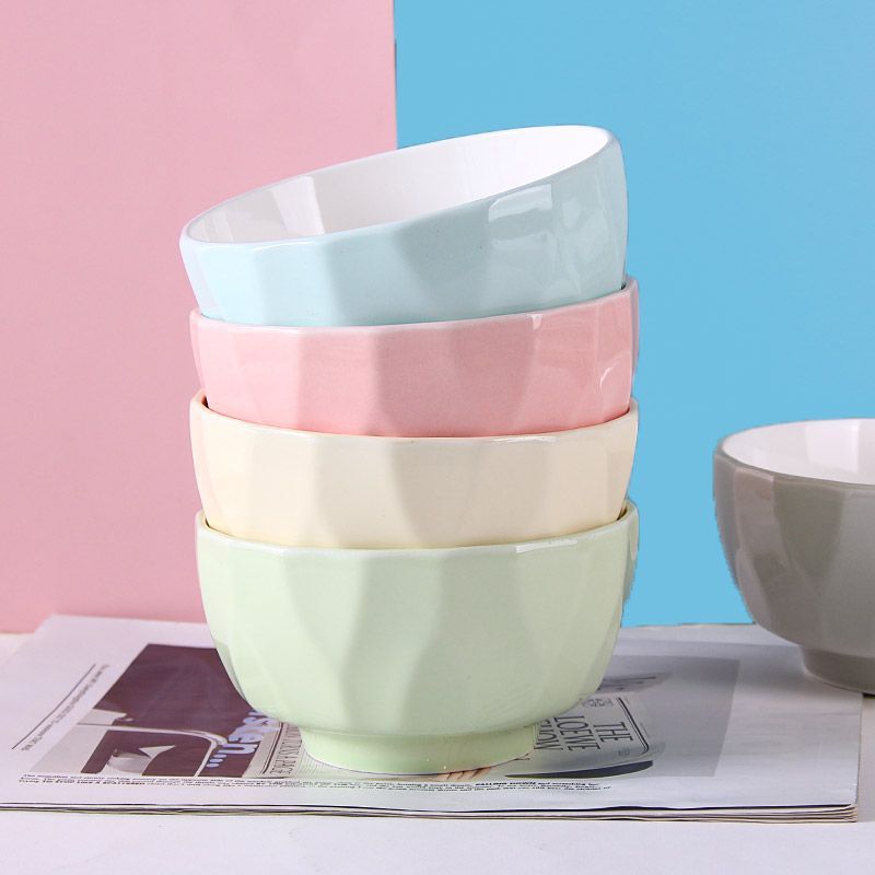 Ceramic Colorful Household Bowls for Family Use, One Person One Color, 5inch Anti-Scald New Cream Style Tableware Ceramic Colorful Household Bowls for Family Use, One Person One Color, 5inch Anti-Scald New Cream Style Tableware