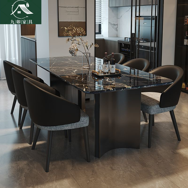 Italian-Style Light Luxury Marble Dining Table and Chair Set, Modern and Simple, Suitable for Small Apartments, High-End Rectangular Dining Table