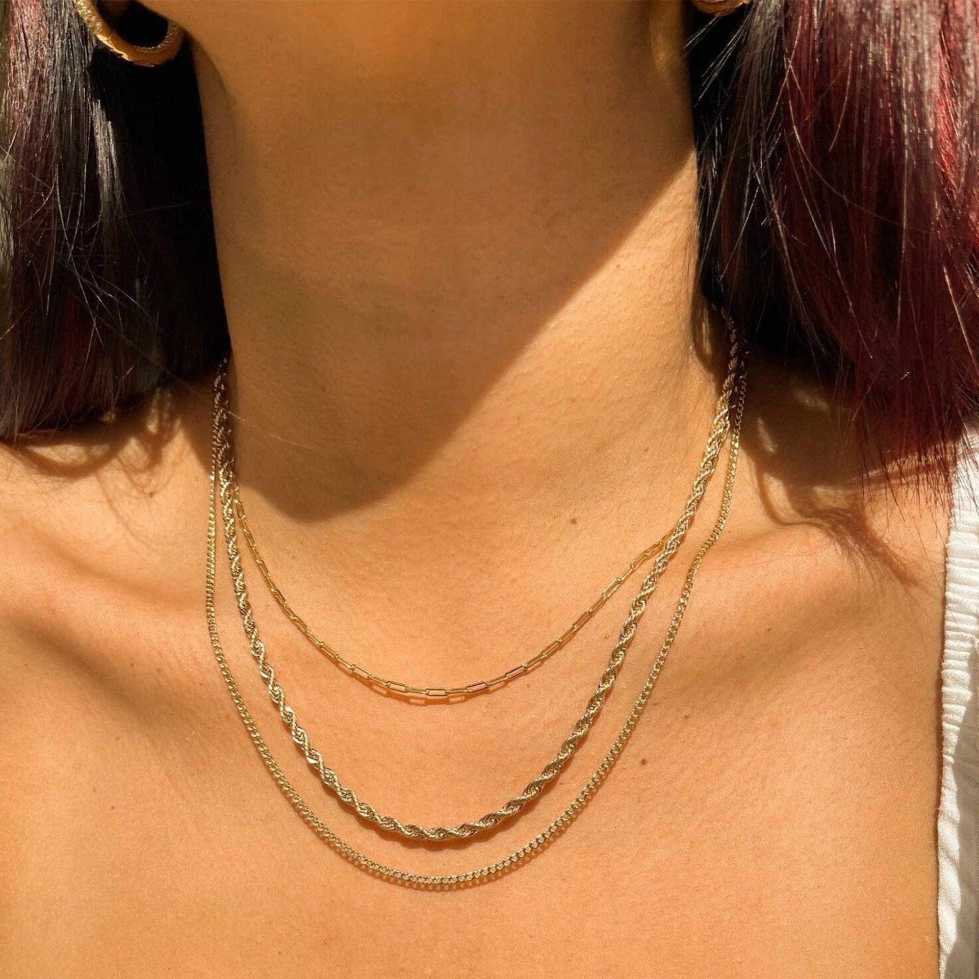 Men's Figaro Three-layer Stacked Necklace Stainless Steel Chain_voghion.com