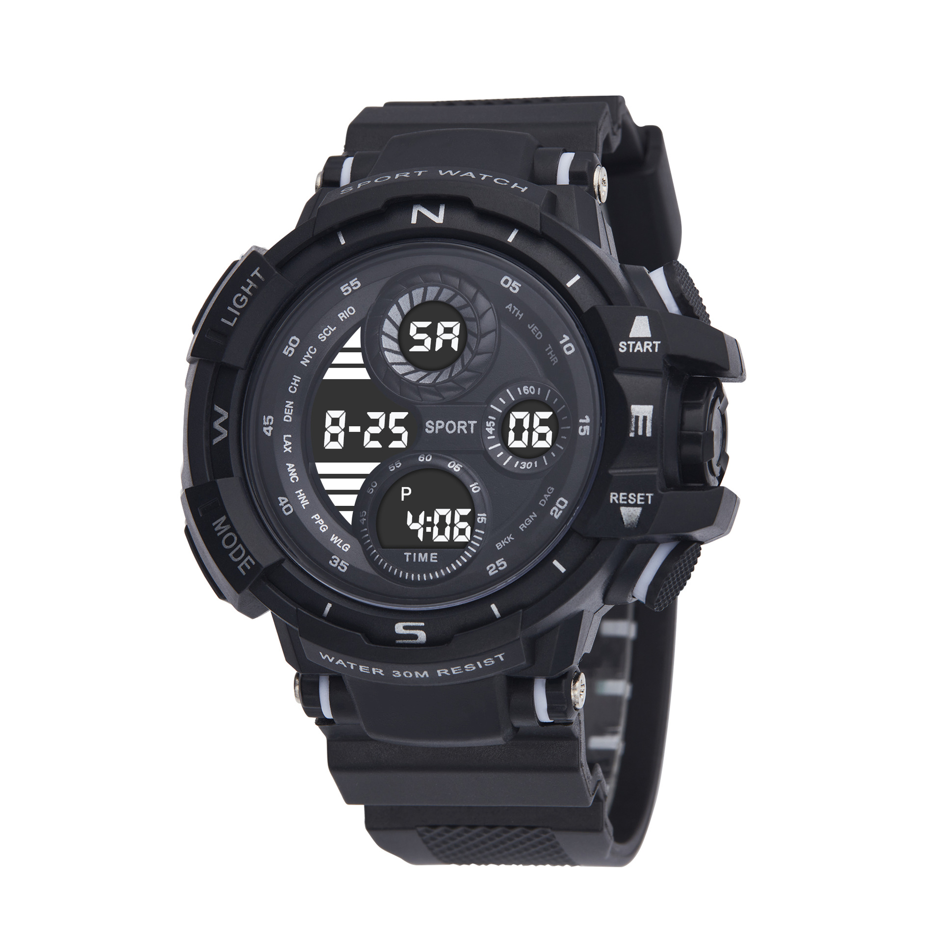 Fábrica al por mayor de hombres y mujeres reloj de esfera grande estudiante deportes moda función reloj electrónico inversa reloj de luz fría