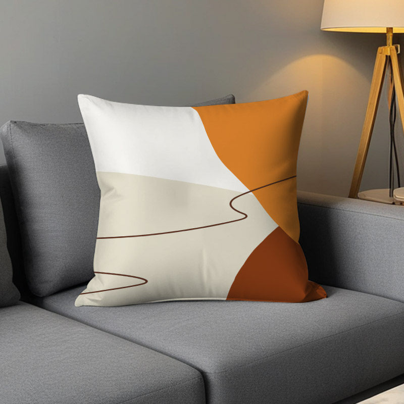Luz de lujo nórdico simple almohada de viento naranja geométrica impresa de doble cara cojín de ventana flotante decoración sofá sala de estar almohada