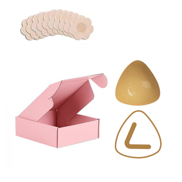 핑크색 상자가 포함된 중간 피부색 + 일회용 젖꼭지 패드 5쌍