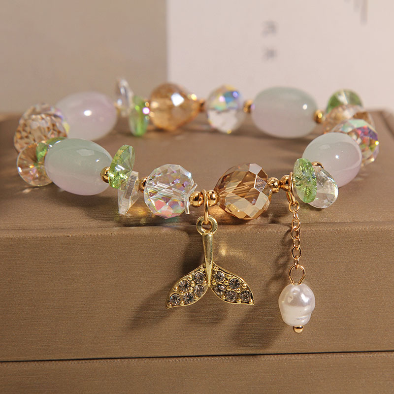 Estilo coreano lindo fishtail pulsera para niños simple de las mujeres Mori niña pulsera de cristal Internet celebridad novias pulsera de Estudiante