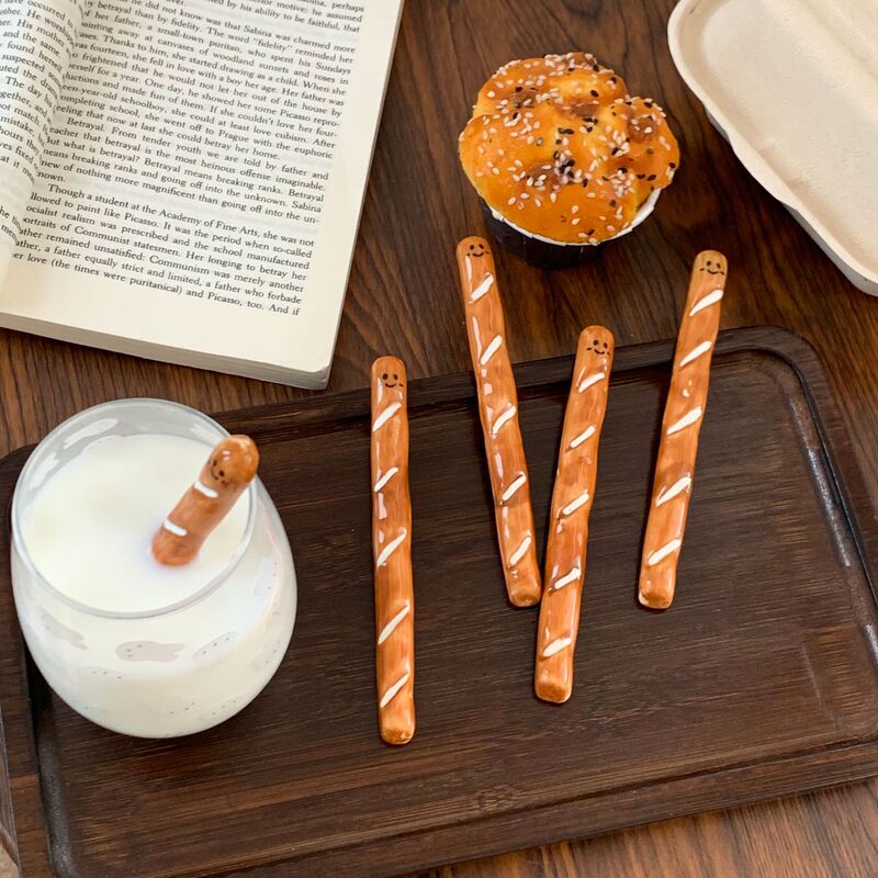 Creative Baguette Coffee Stirring Stick, High-Looking and Cute Bread-Shaped Ceramic Coffee Stick, Fruit and Vegetable Beverage Stirring Stick