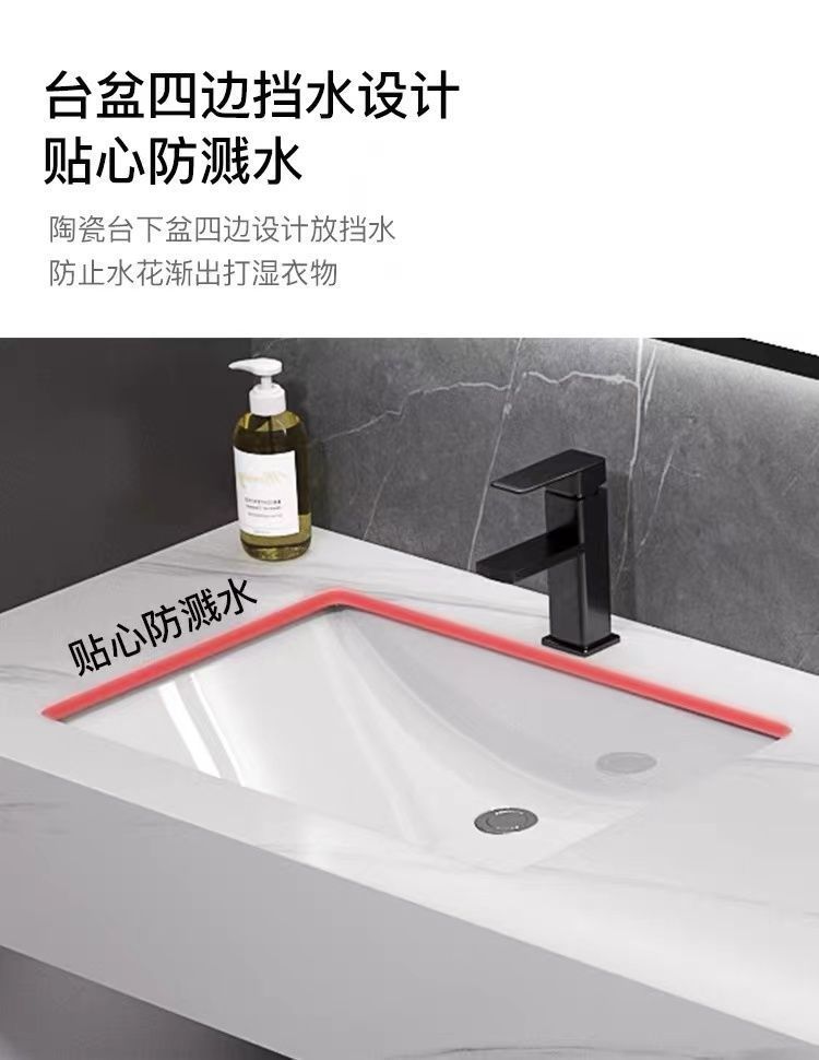 Modern and simple marble double-basin bathroom cabinet combination, washbasin, public bathroom, floor-standing bathroom undefined