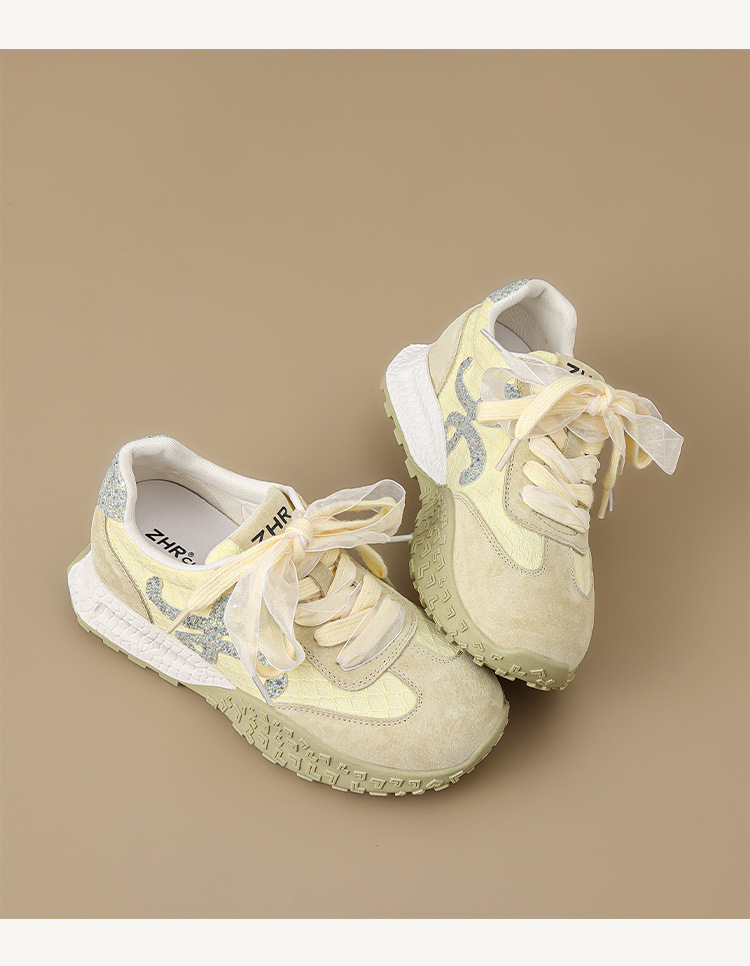 Giày sneaker nữ đế dày cổ điển mũi tròn dây buộc phong cách Đức huấn luyện — Màu hồng chi tiết 20