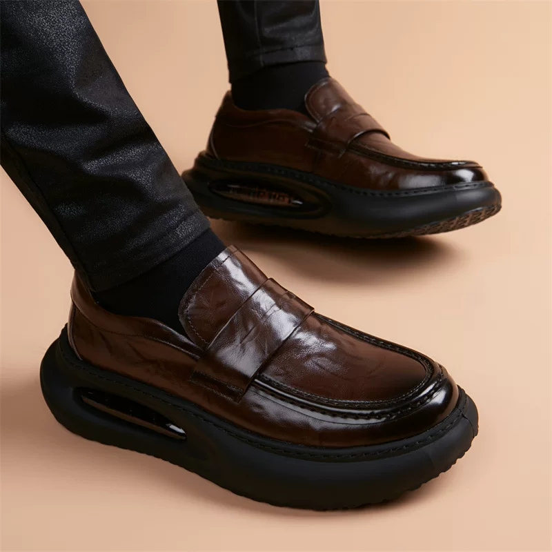 Мягкая подошва, стельки, обувь, мужские высокиеShock-absorbing shoes for leisure for leather shoes English style platform, genuine leather
