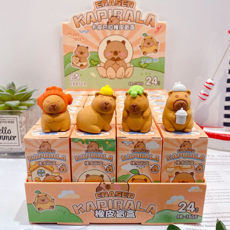 新商品のカピバラの消しゴムのブラインドの箱のかわいい漫画のカピバラの形の消しゴムはきれいになります。|undefined
