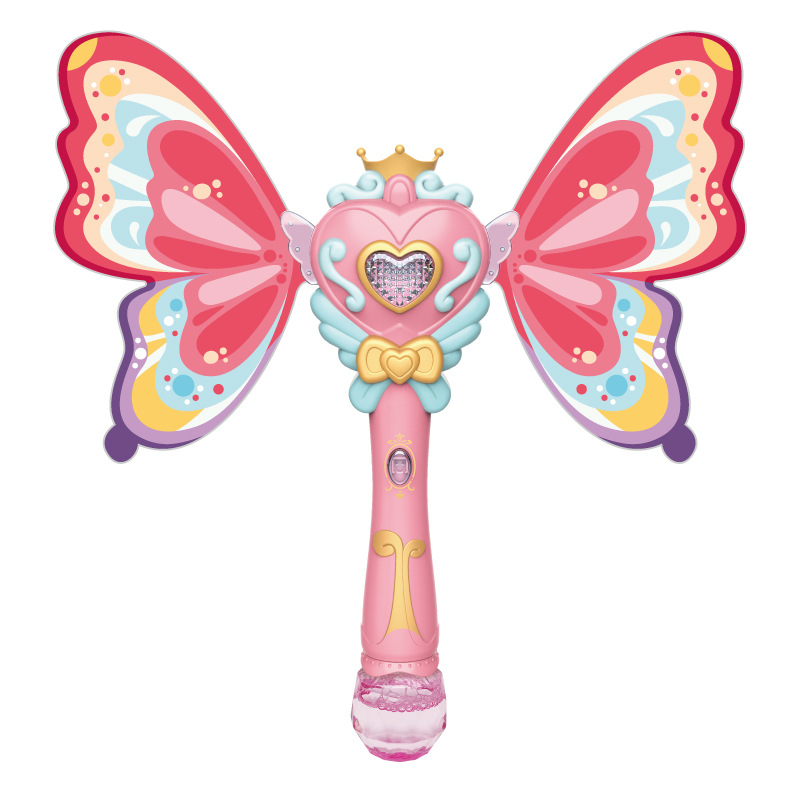 Automatic handheld magic wand with butterfly with light music, bubble machine, toy, fully automatic