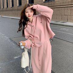 时尚洋气连帽卫衣运动套装女新款休闲气质半身裙两件套百搭一整套