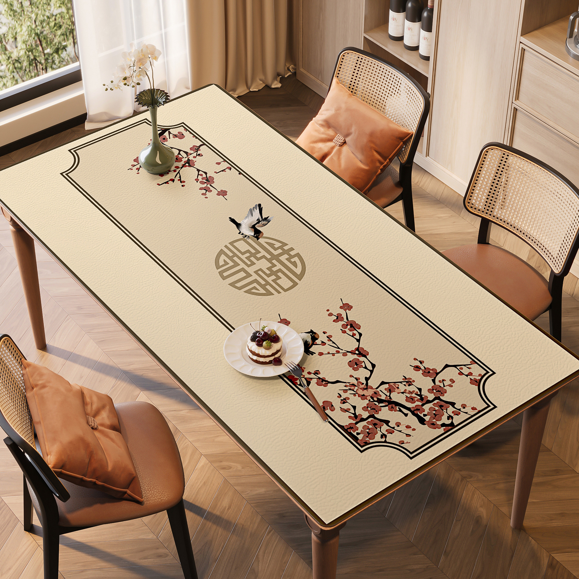 Alta sensación de toallas de mesa de estilo medieval almohadilla de mesa impermeable a prueba de agua a prueba de aceite a prueba de quemaduras sin lavado almohadilla de mesa de té retro almohadilla de protección de escritorio