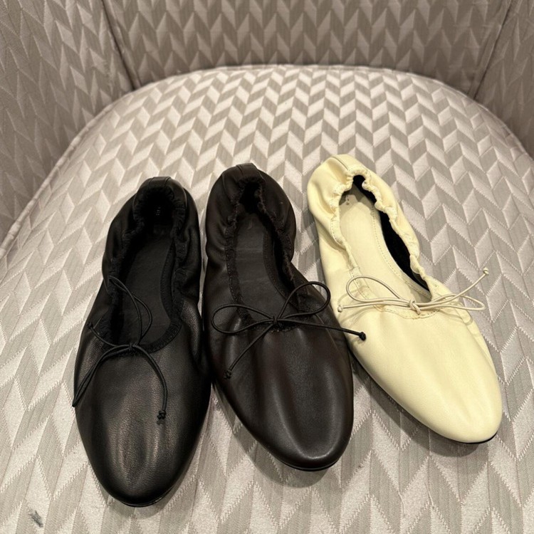 Instantly Available Cowhide Version ~ High-End French-Style Ballet Shoes with Bowknot and Pleated Details, Genuine Leather Flat Shallow-Mouthed Single Shoes for Women