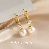 Серьги из чистого 18-каратного золота Женские Moissa пресноводный жемчуг с инкрустацией из розового золота ювелирные изделия из золота 24054