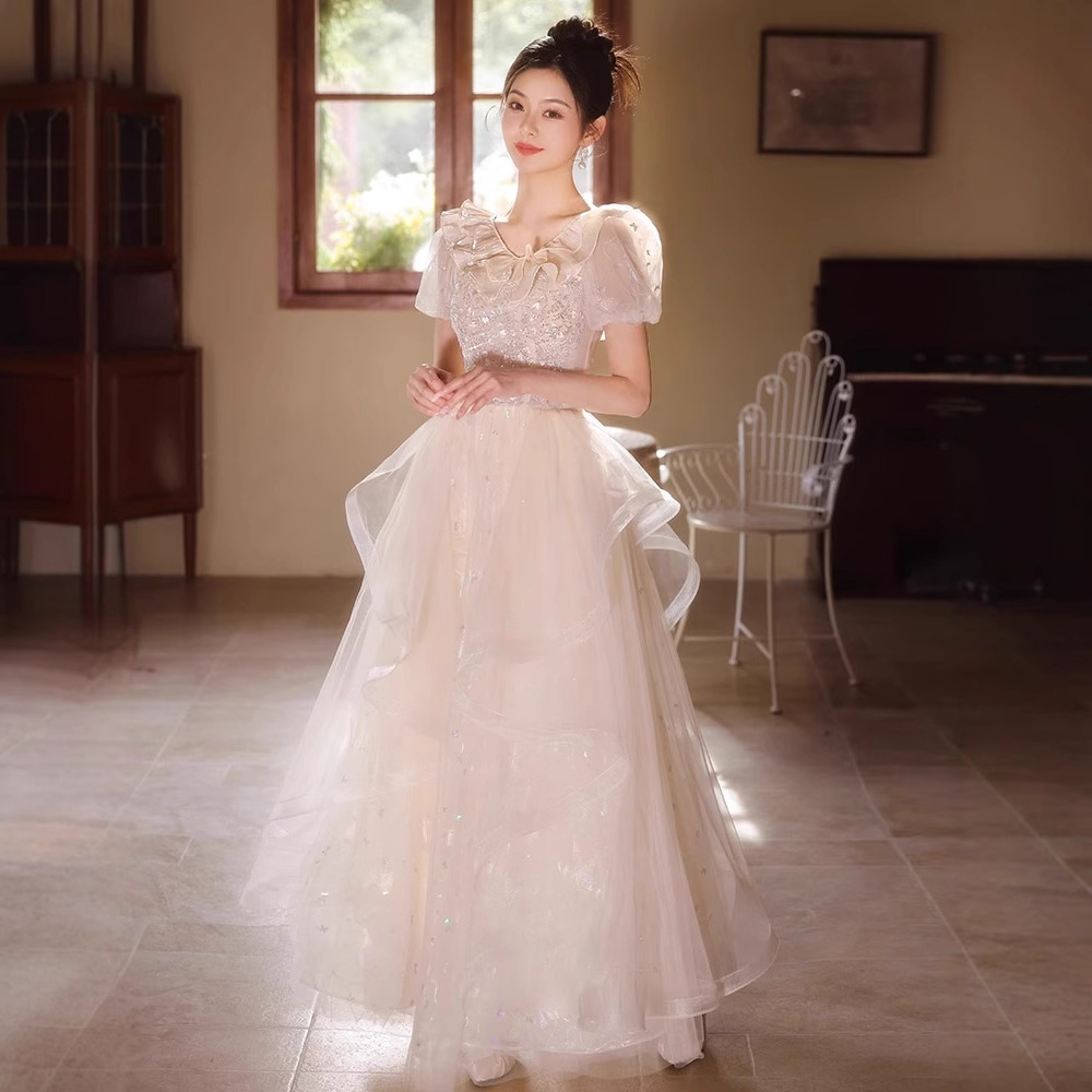 Banquet Evening Dress for Women, High-End French Style, 18-Year-Old Coming-Of-Age Ceremony, High School Student Princess Dress, Super Fairy Dress