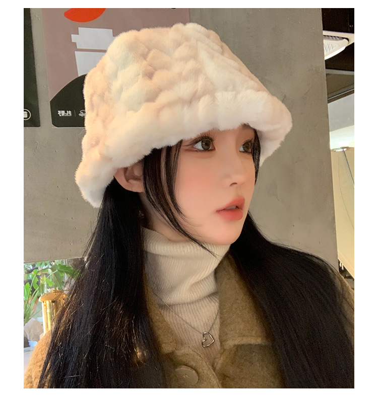 Korean version of new autumn and winter imitation mink fur warm and fluffy bucket hat for outdoor outings, women's niche_voghion.com