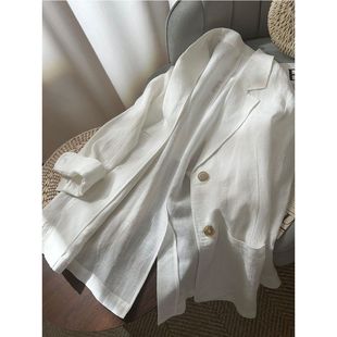 Korean Style Retro Cotton and Linen Light Suit Jacket for Women 2025 New Silhouette Elegant Literary Loose Top