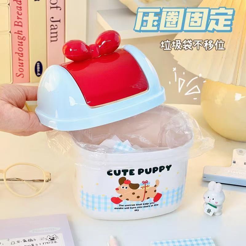 ダックスフントデスクトップゴミ箱かわいい高価値ホームオフィスデスクトップ収納蓋付き小型クリエイティブミニ|undefined