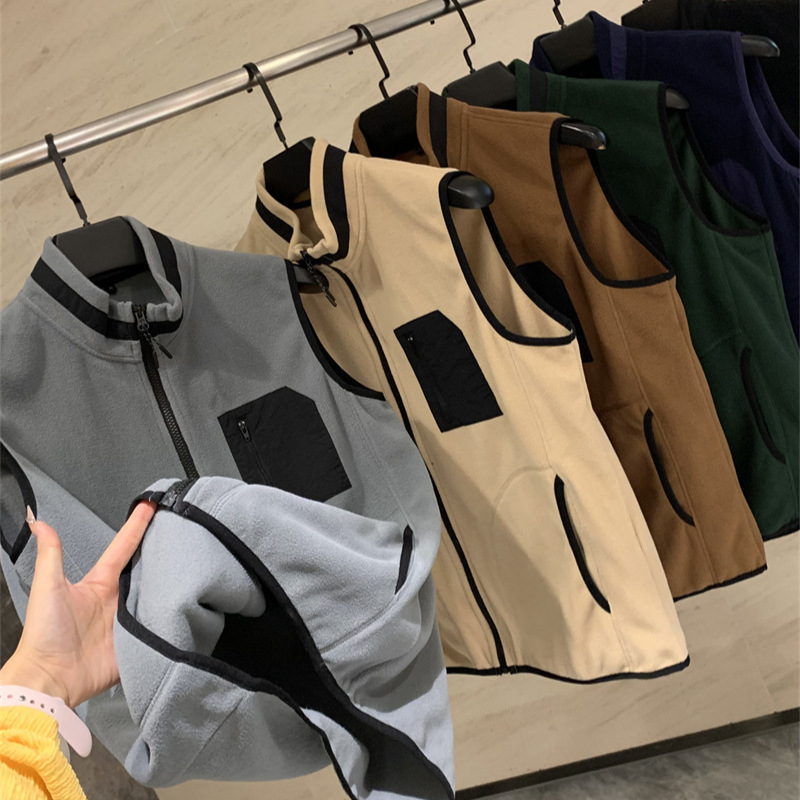 Men's Double-Faced Fleece Lined Insulated Breathable Sweatproof Casual Versatile Stand Collar Vest Outerwear - Autumn/Winter New Arrival Heavyweight