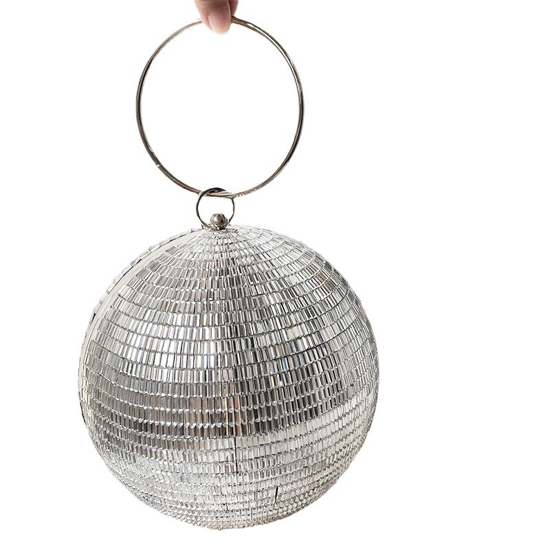 Borsa da sera a sfera con strass per donna pochette disco party_voghion.com